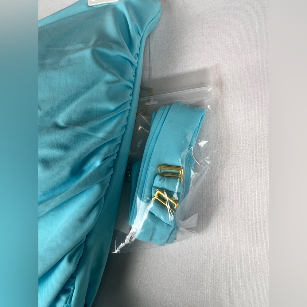 NWT Helen Jon Belted bandeau one-piece | sky blue - Picture 8 of 11